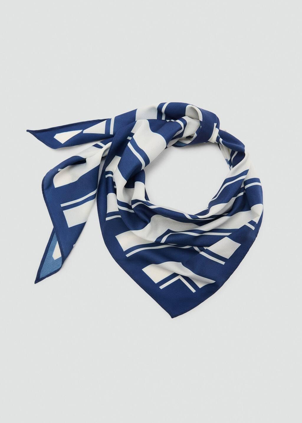 Navy Abstract Stripe-Print Scarf, Navy, large image number 1