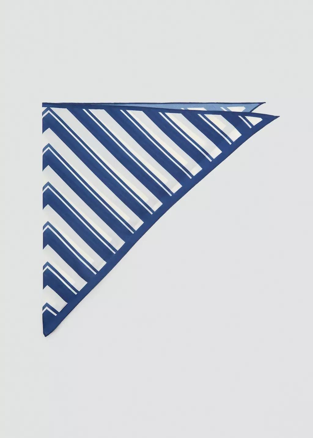 Navy Abstract Stripe-Print Scarf, Navy, large image number 2