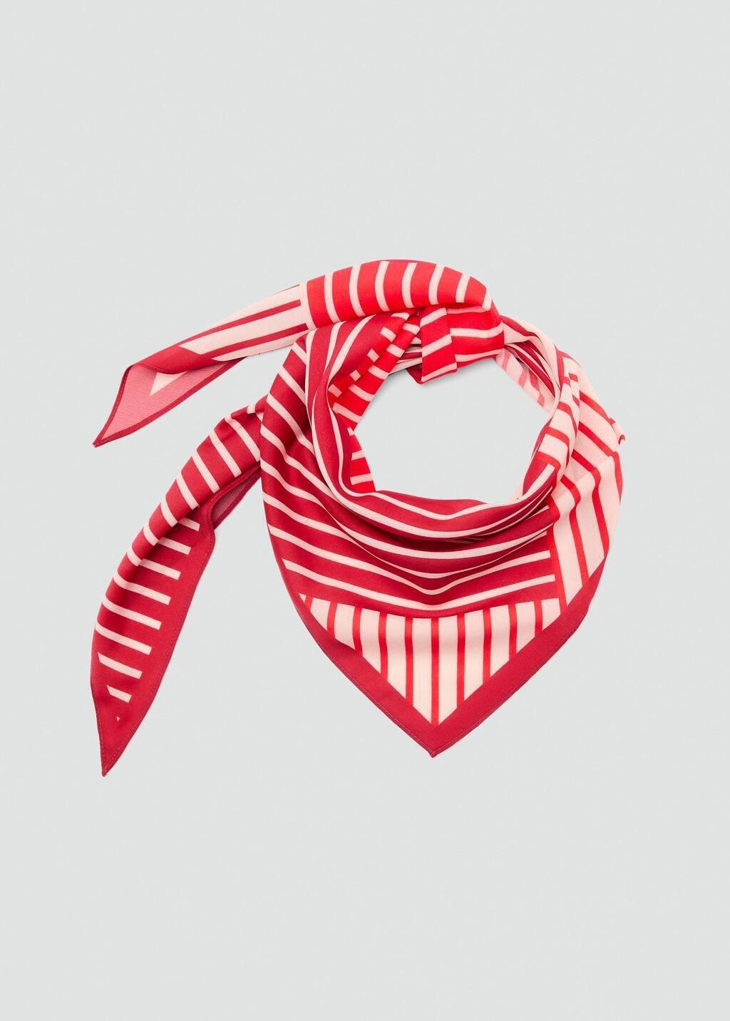 Red Abstract Stripe-Print Scarf, Red, large image number 1