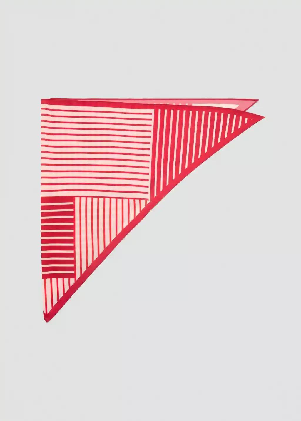 Red Abstract Stripe-Print Scarf, Red, large image number 2