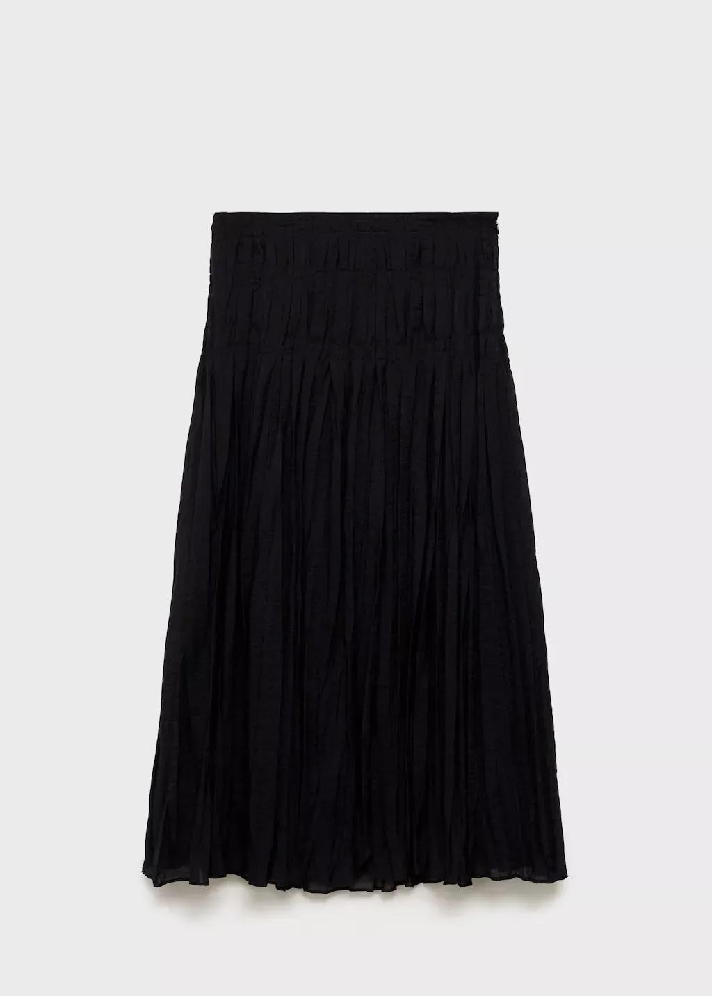 Black Gathered Midi-Skirt, , large image number 4