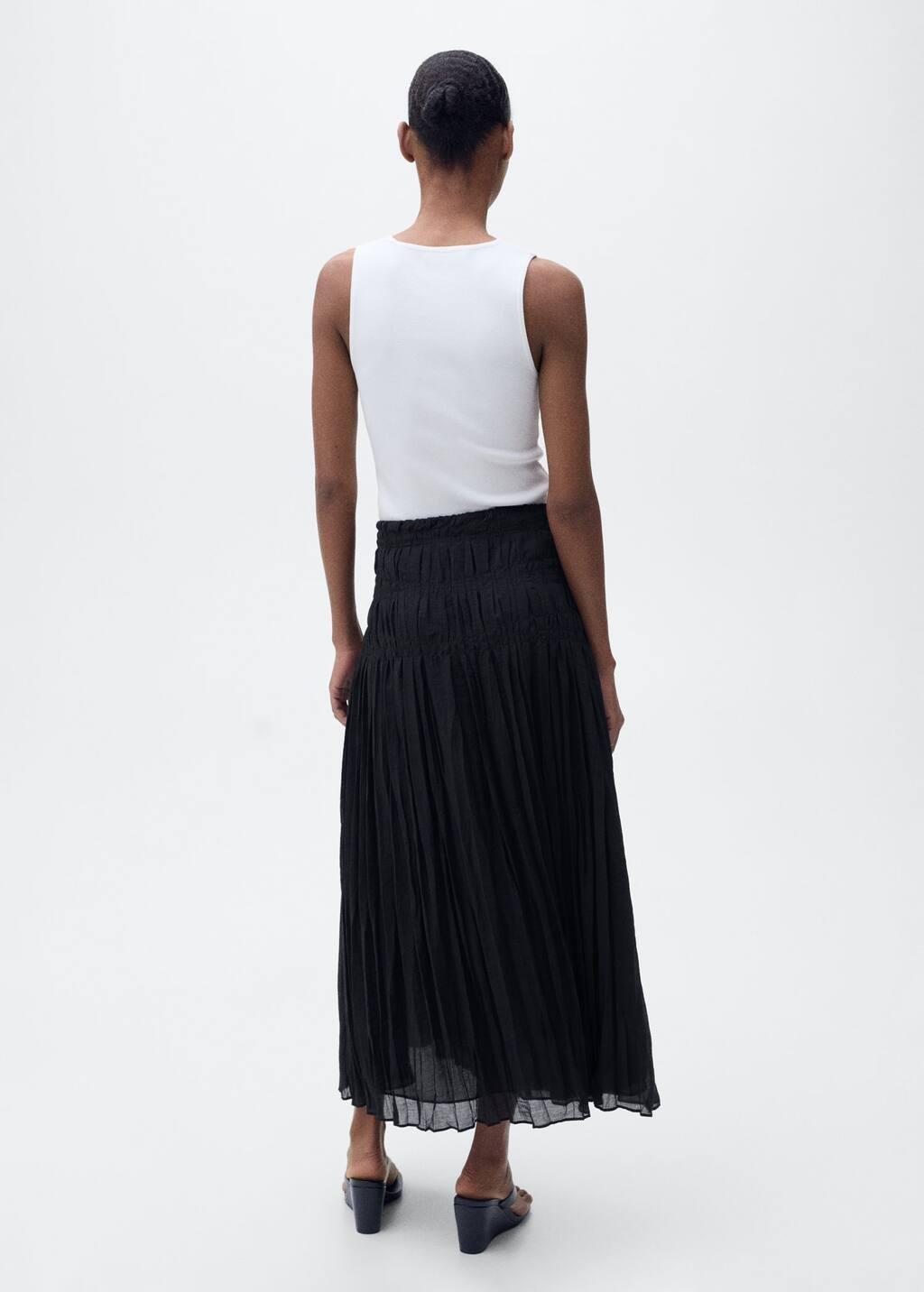 Black Gathered Midi-Skirt, , large image number 5