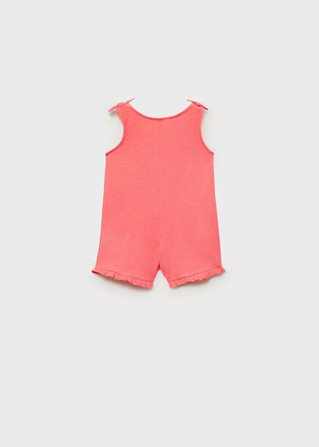 Red Short Jumpsuit With Bow Detail, Baby Girl, , large image number 1