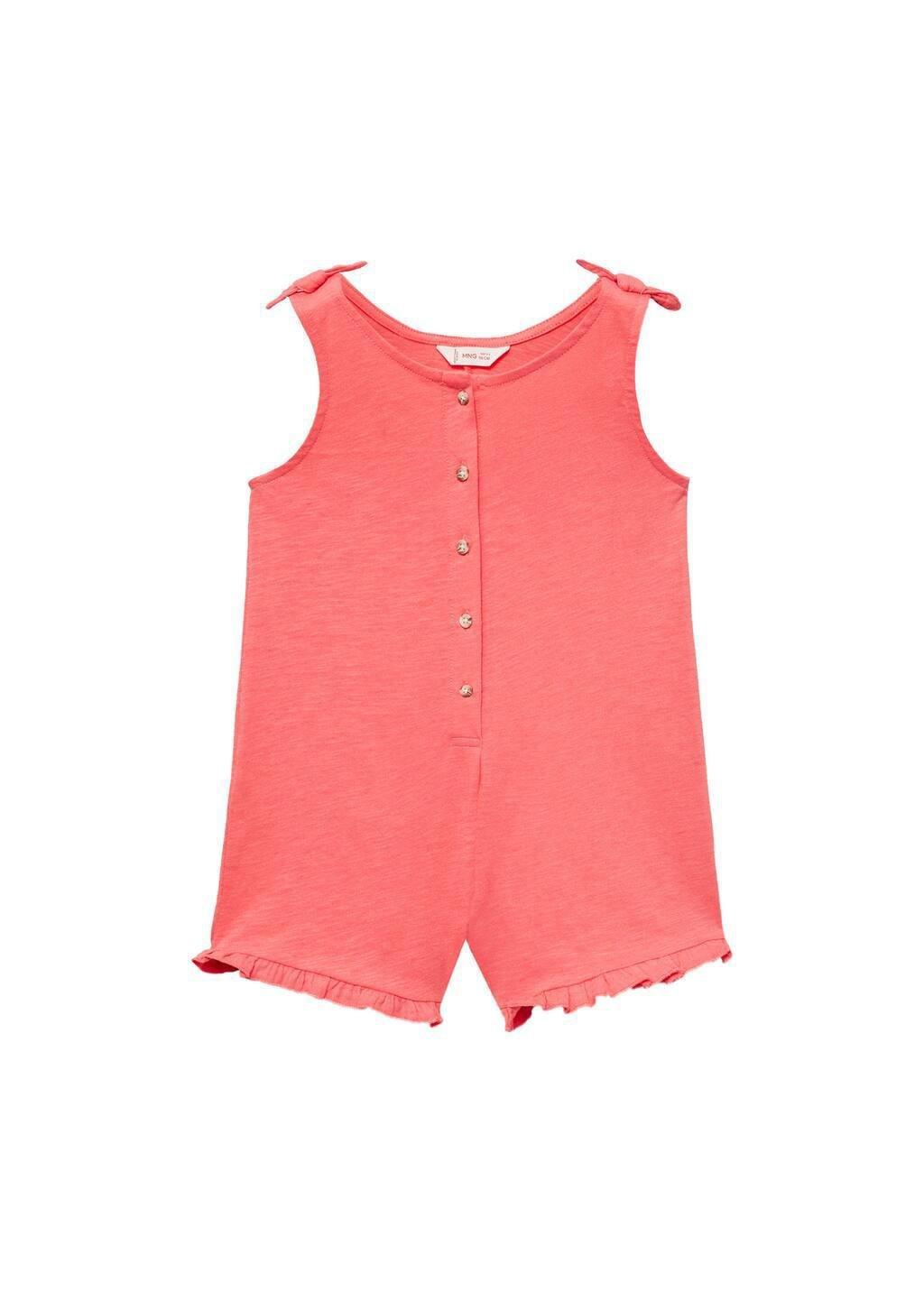 Red Short Jumpsuit With Bow Detail, Baby Girl, , large image number 3