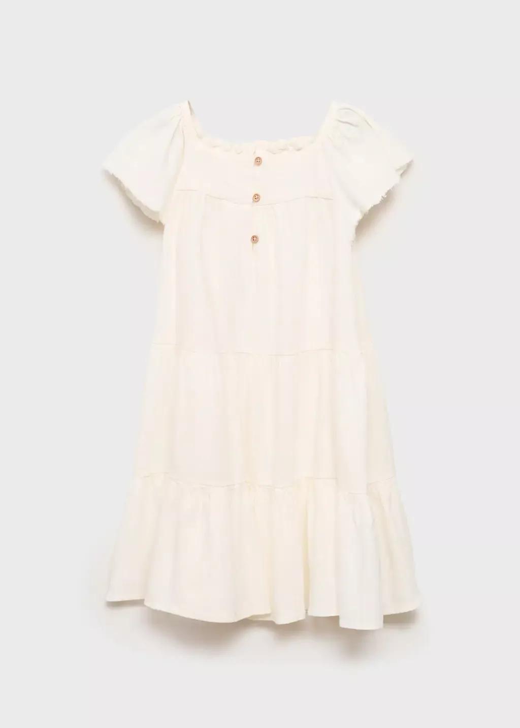 WHITE Ruffled linen dress, Kids Girl, , large image number 2
