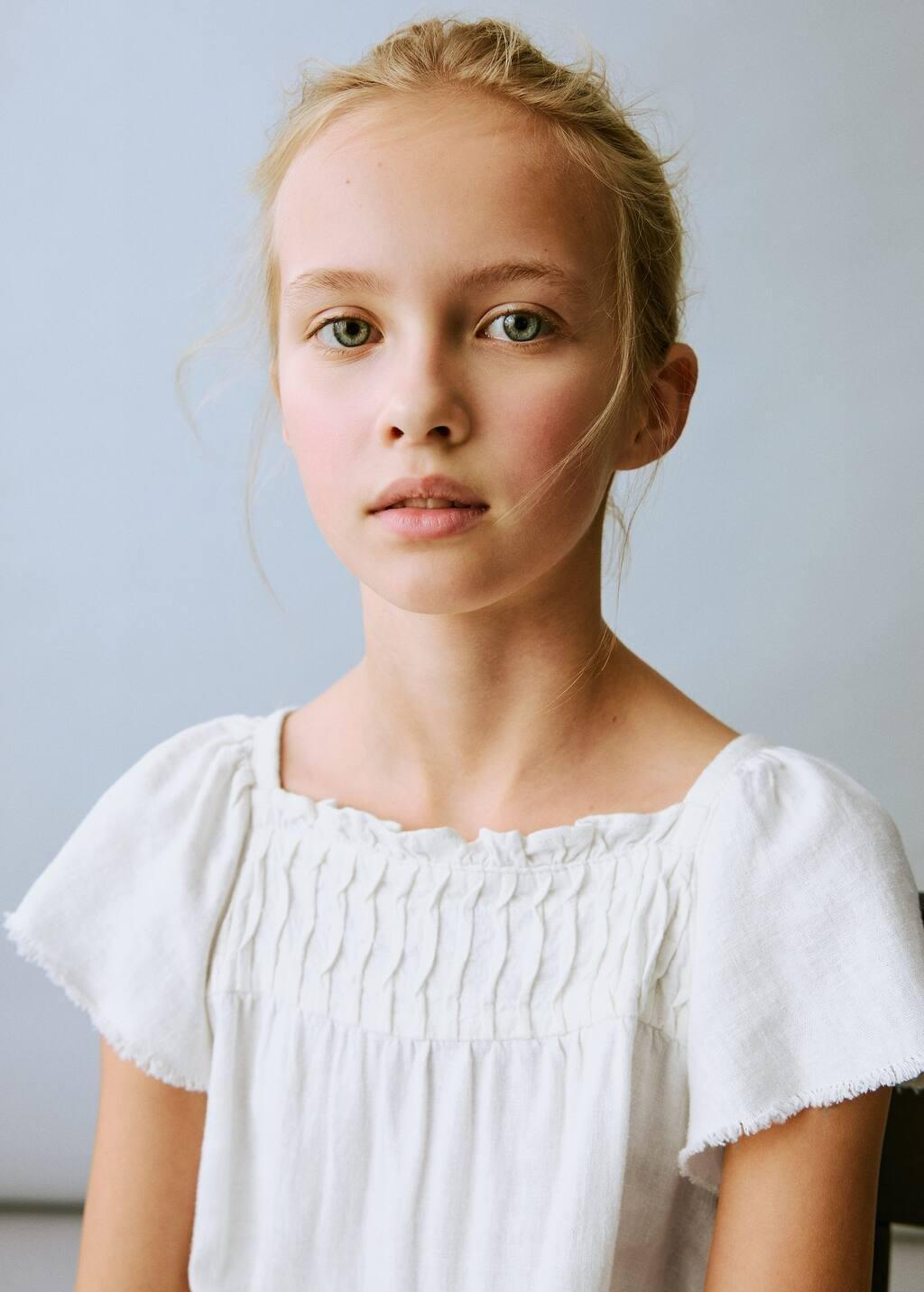 WHITE Ruffled linen dress, Kids Girl, , large image number 3