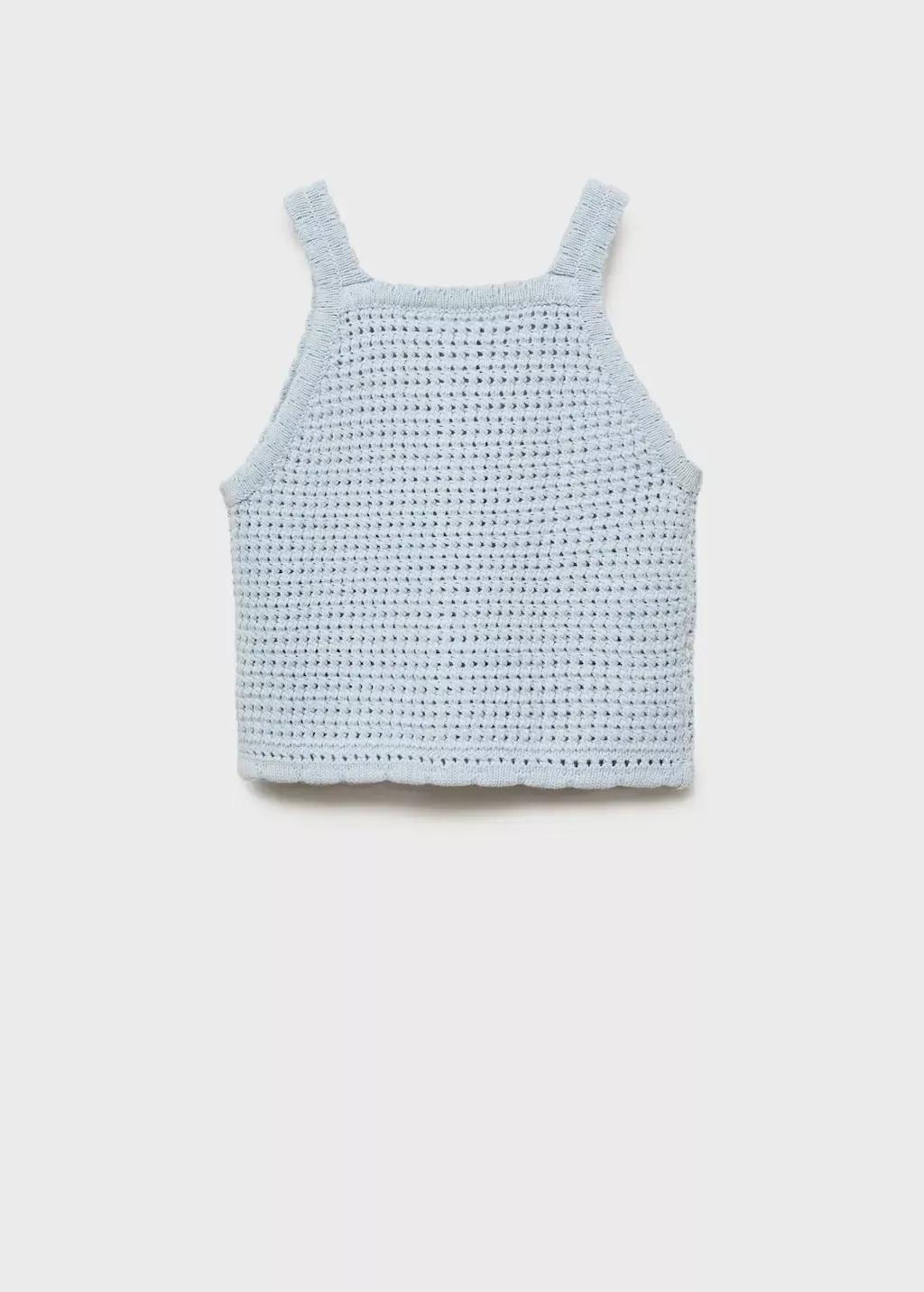 Blue Lt Pastel Buttoned Knit Top, Kids Girl, , large image number 1
