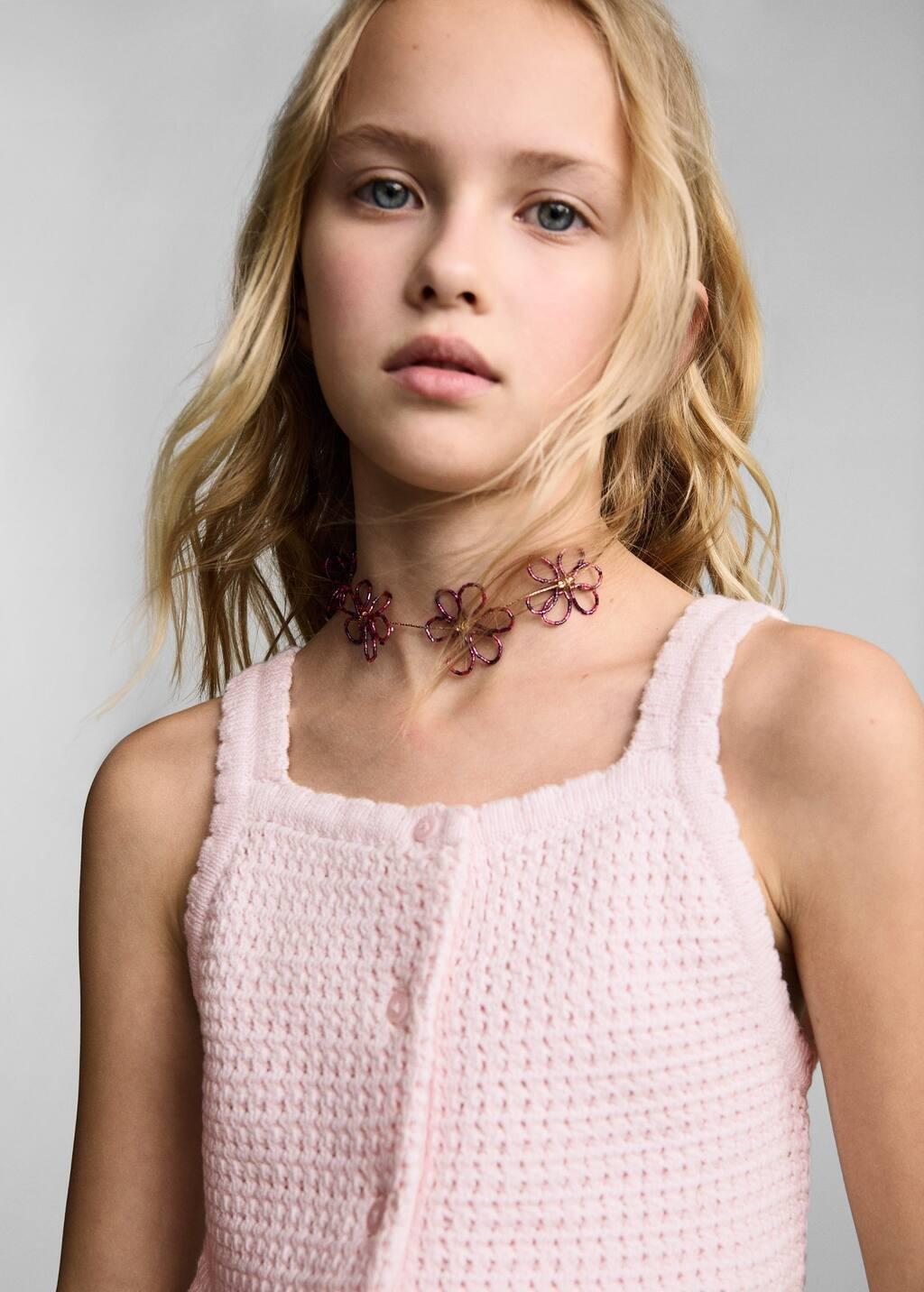 Pink Lt Pastel Buttoned Knit Top, Kids Girl, , large image number 1