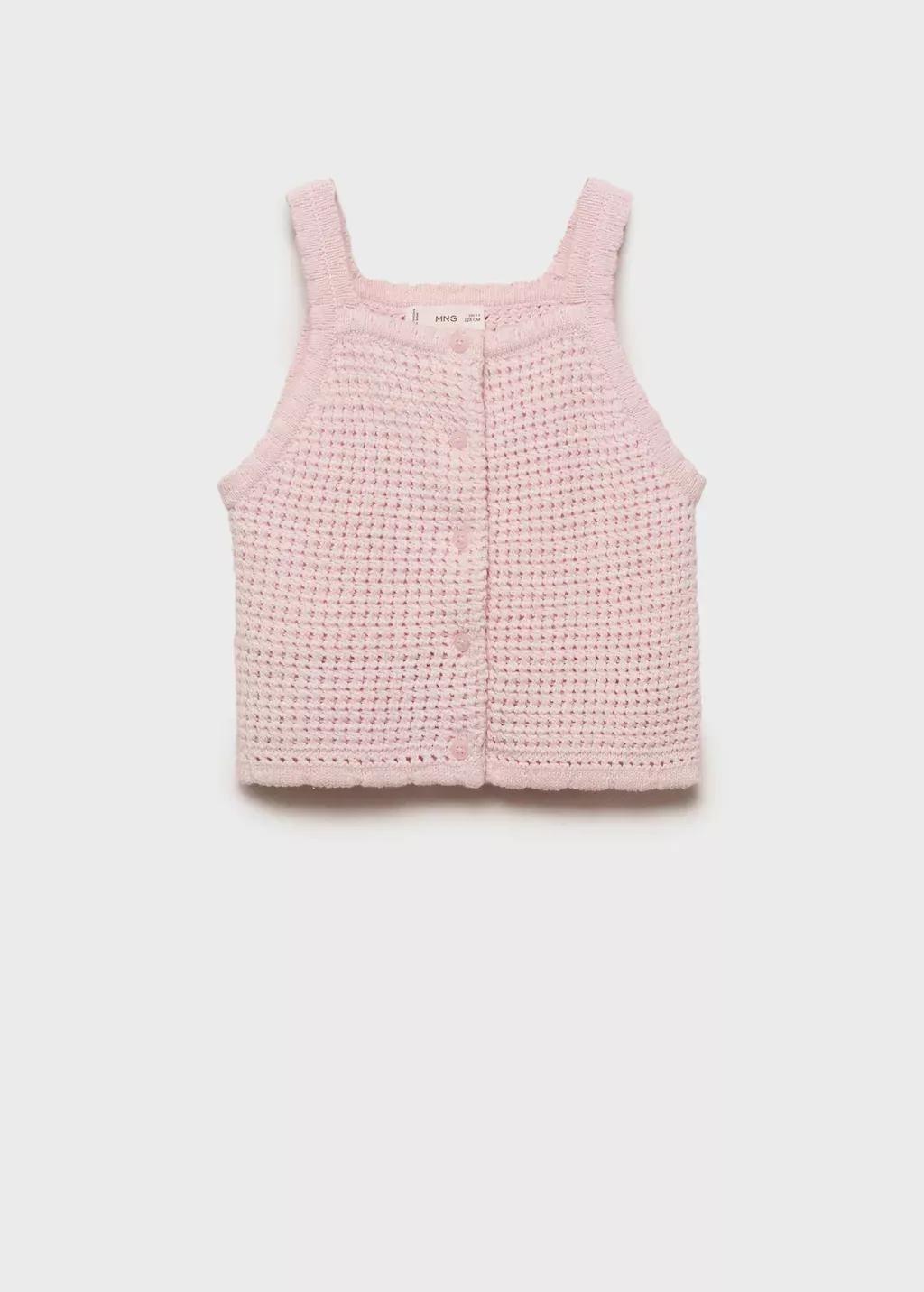 Pink Lt Pastel Buttoned Knit Top, Kids Girl, , large image number 3