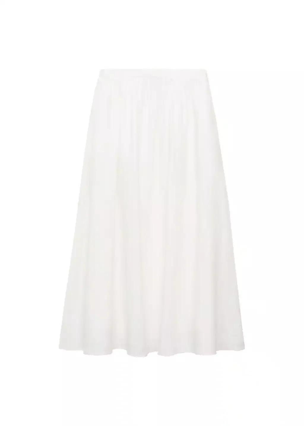 WHITE Flared linen skirt, , large image number 3