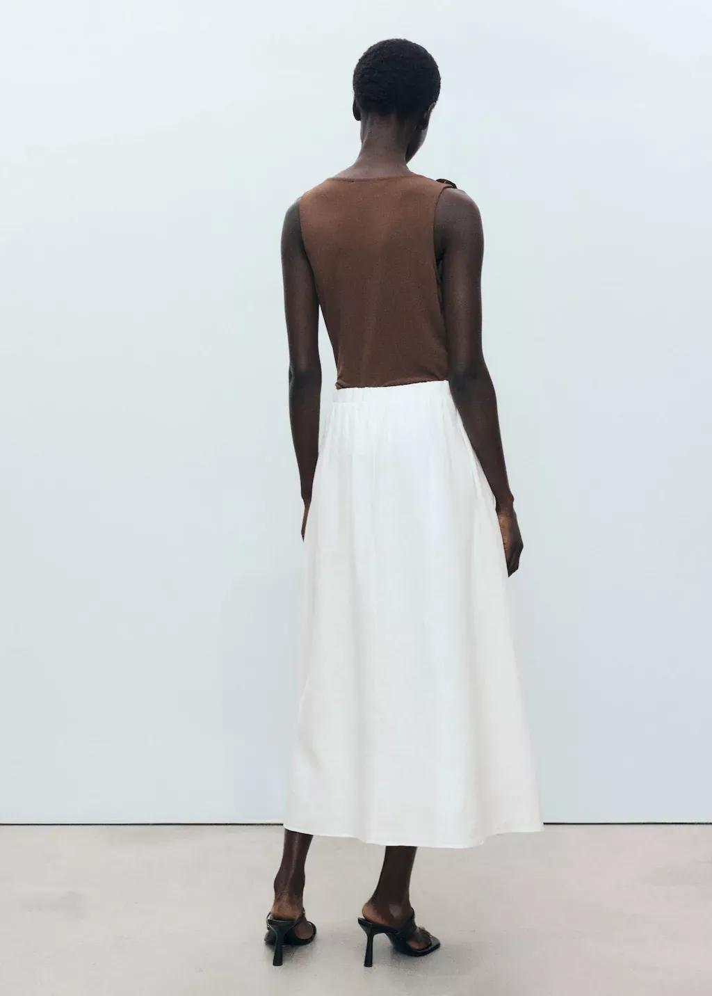 WHITE Flared linen skirt, , large image number 6