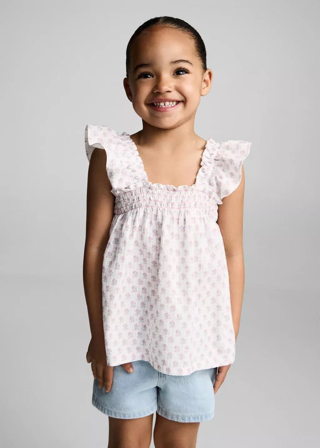 White Ruffled Embroidered Blouse, Baby Girl, , large image number 0