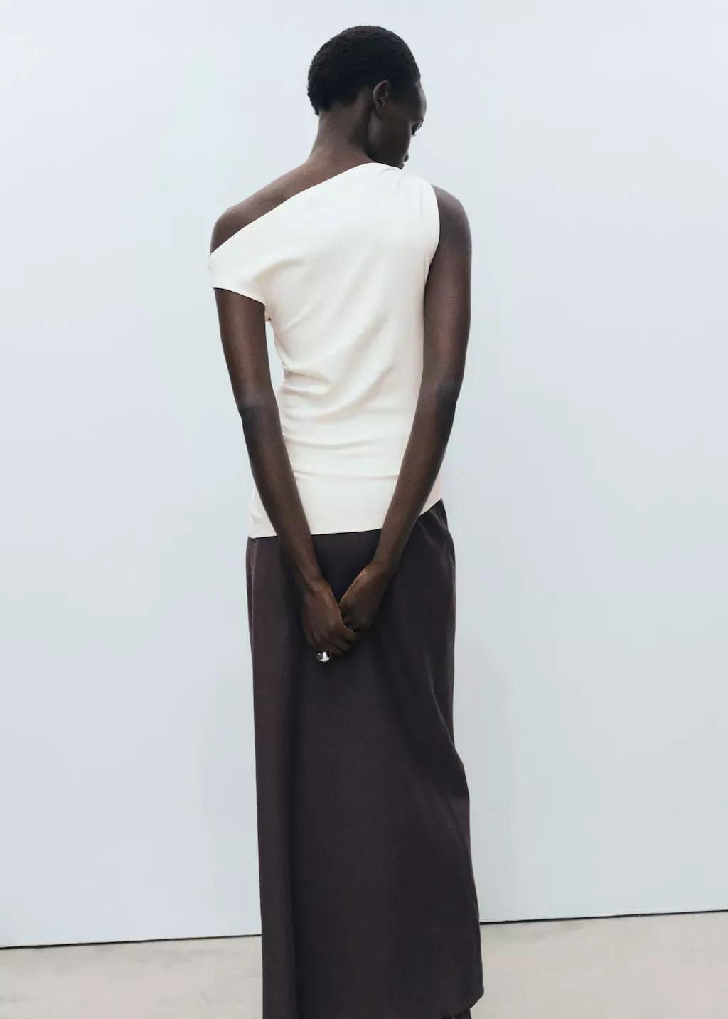 Beige Asymmetrical Modal Top, , large image number 5