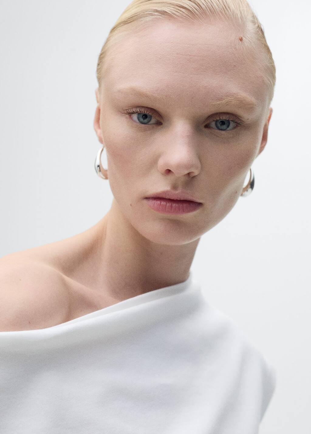 White Asymmetrical Draped Top, , large image number 1