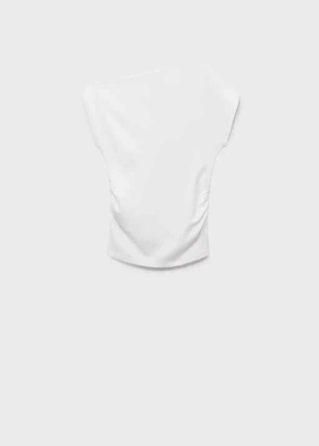 White Asymmetrical Draped Top, , large image number 3