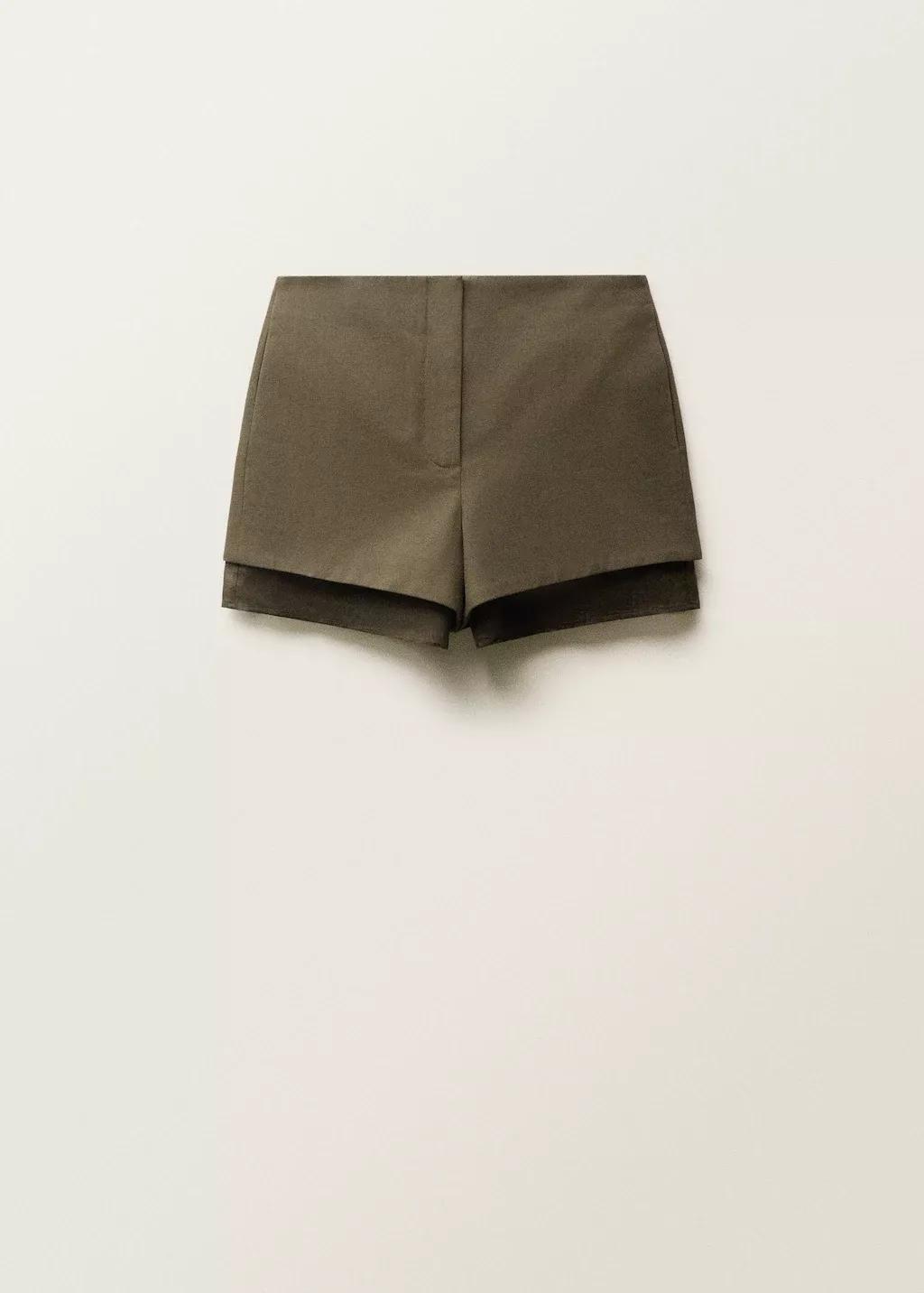 LIGHT BEIGE Combined linen-blend shorts, , large image number 0