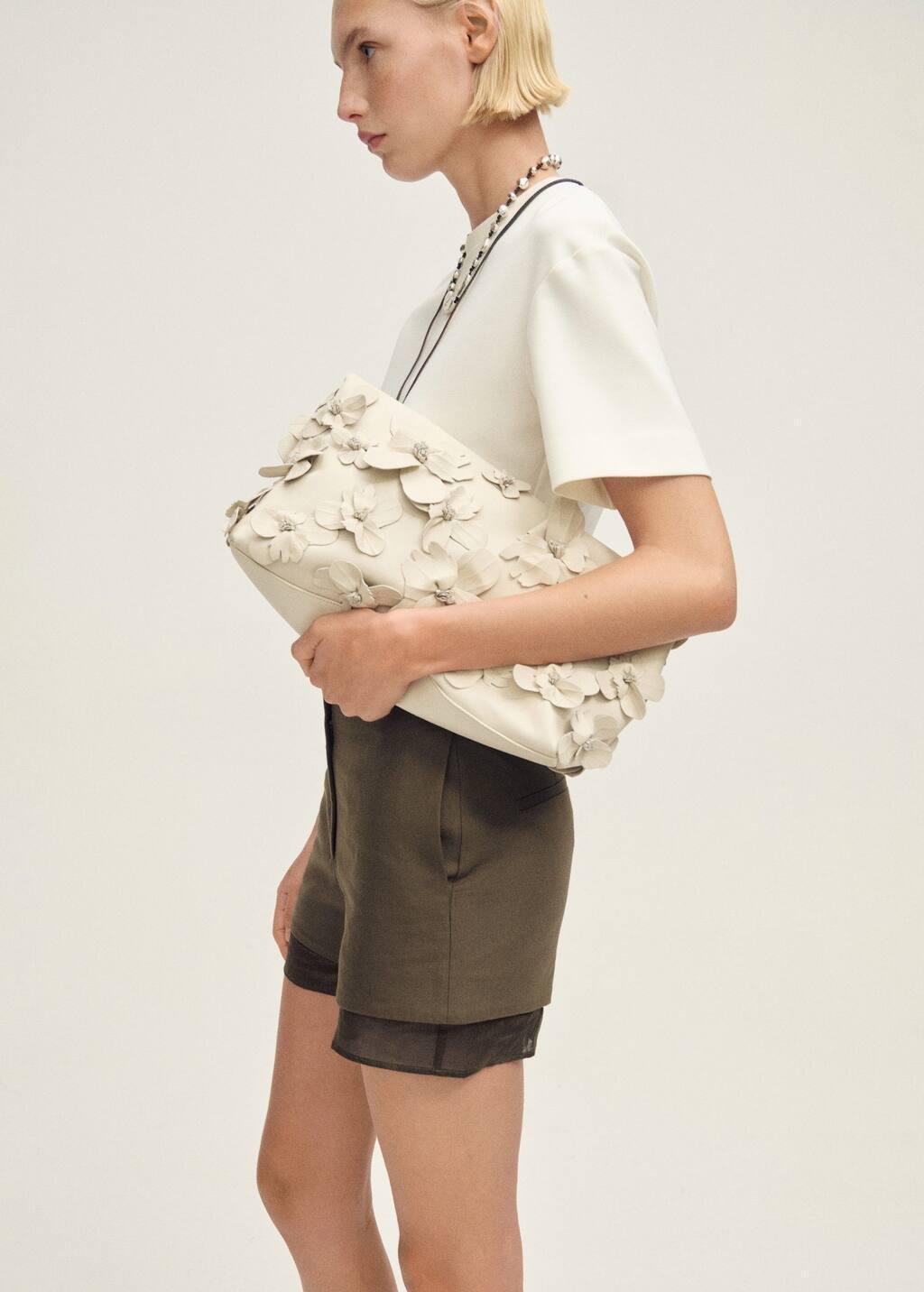 LIGHT BEIGE Combined linen-blend shorts, , large image number 2