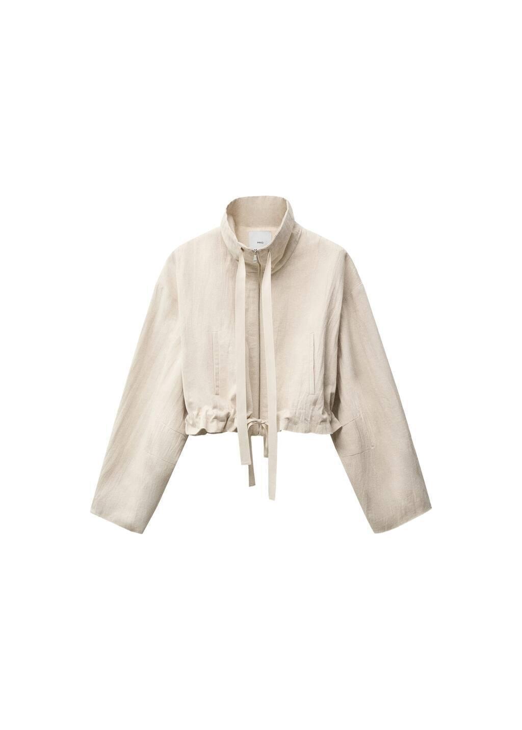 Grey Lt Pastel Linen-Blend Cropped Jacket, , large image number 2