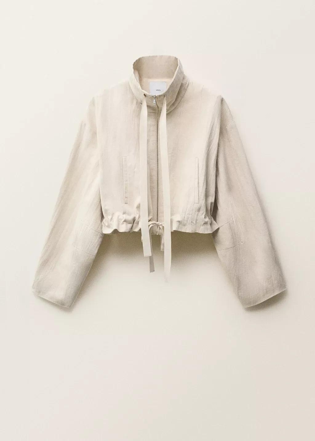 Grey Lt Pastel Linen-Blend Cropped Jacket, , large image number 4