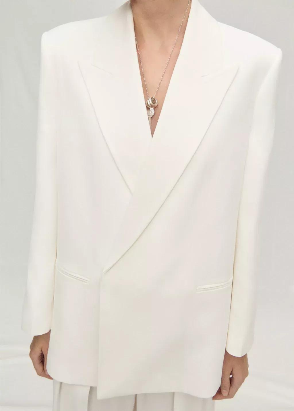 NATURAL WHITE Double-breasted lyocell suit jacket, , large image number 0