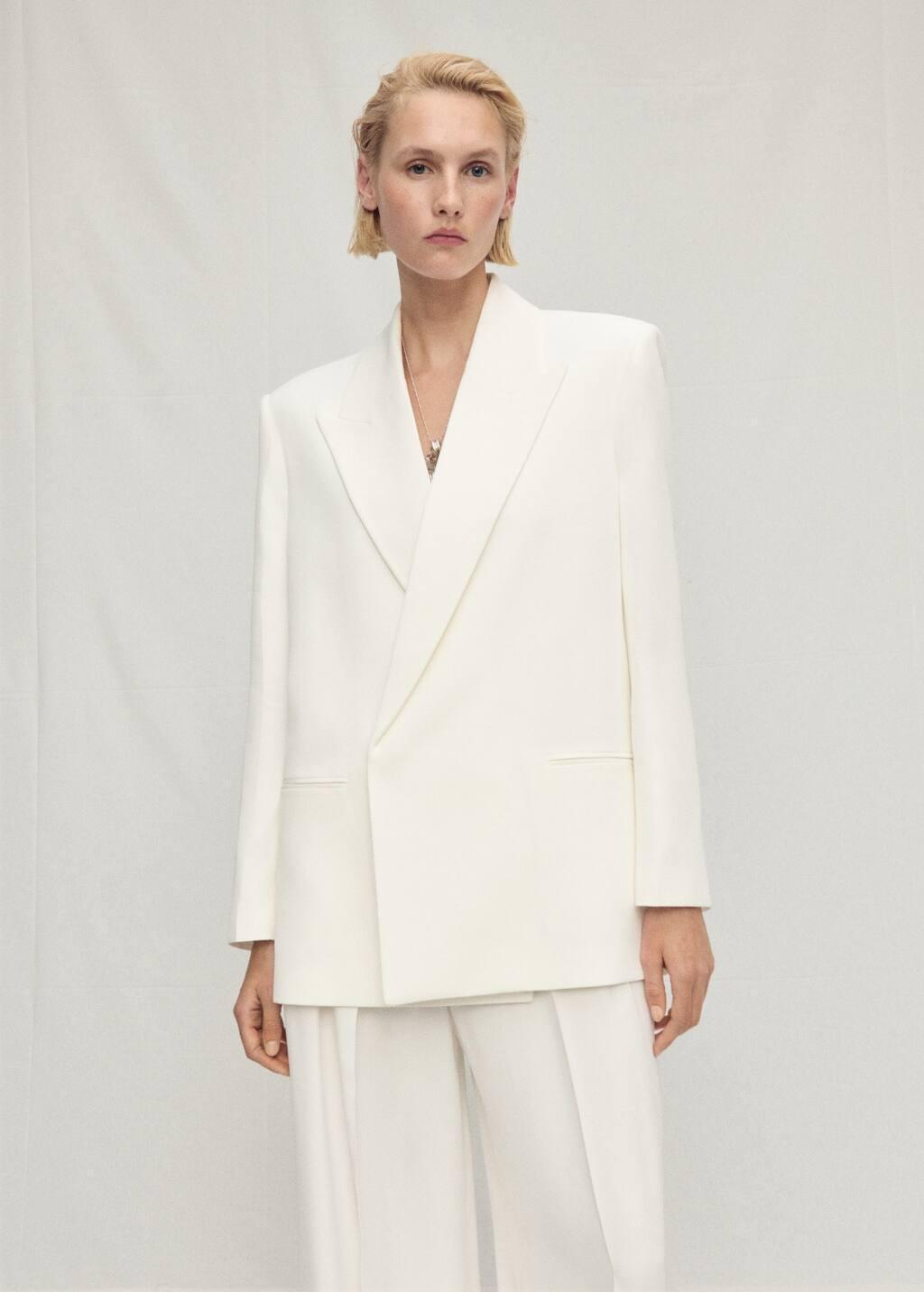 NATURAL WHITE Double-breasted lyocell suit jacket, , large image number 1