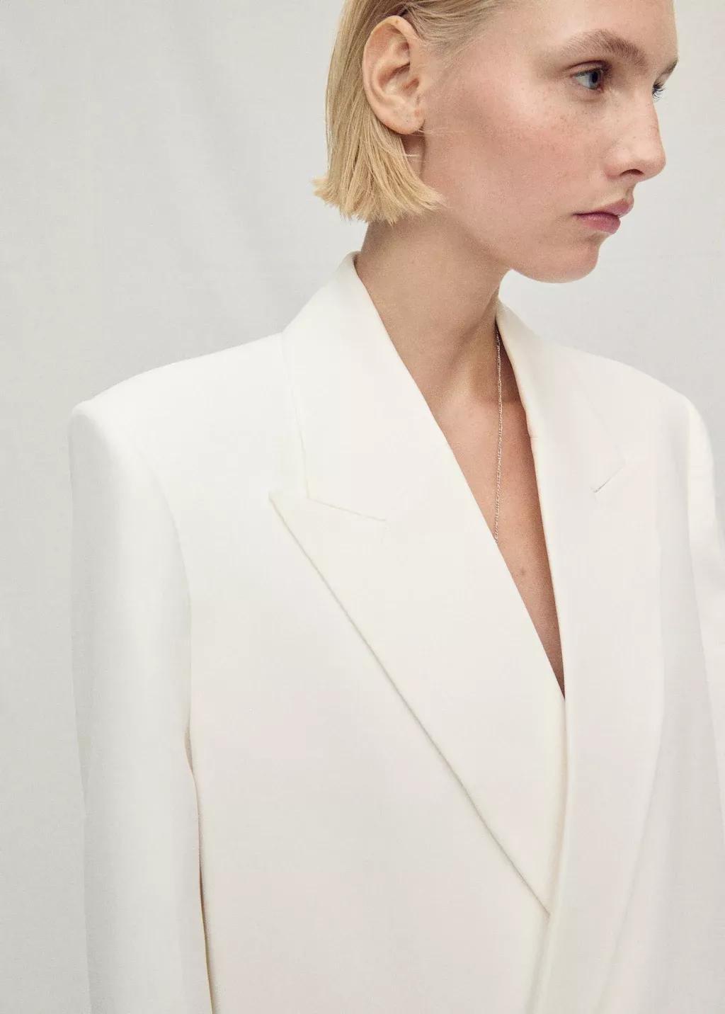 NATURAL WHITE Double-breasted lyocell suit jacket, , large image number 2