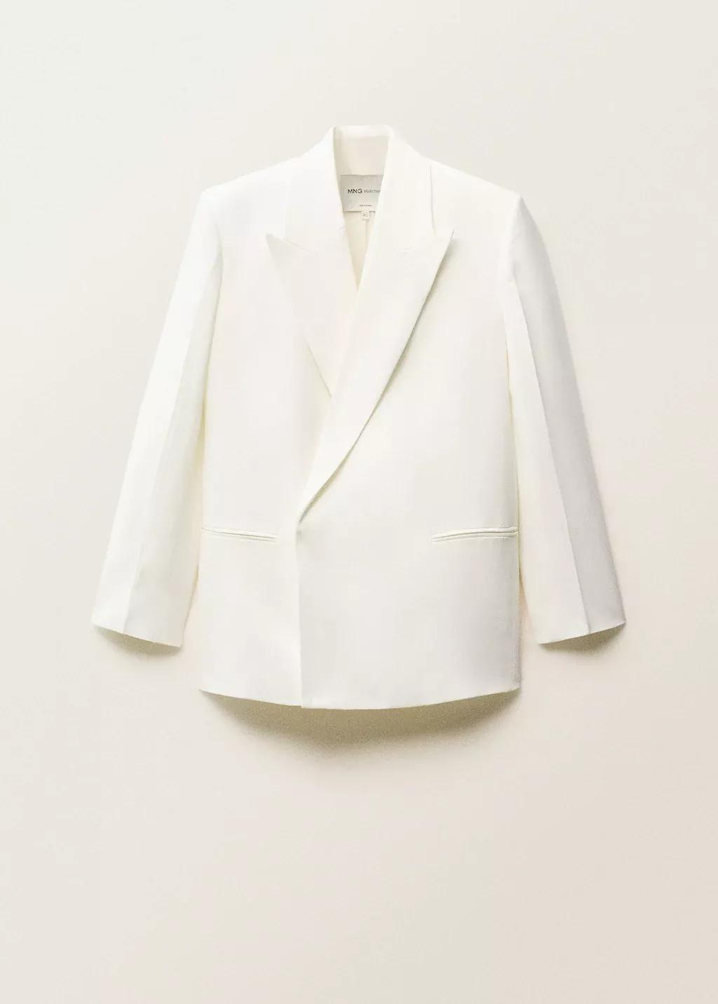 NATURAL WHITE Double-breasted lyocell suit jacket, , large image number 3