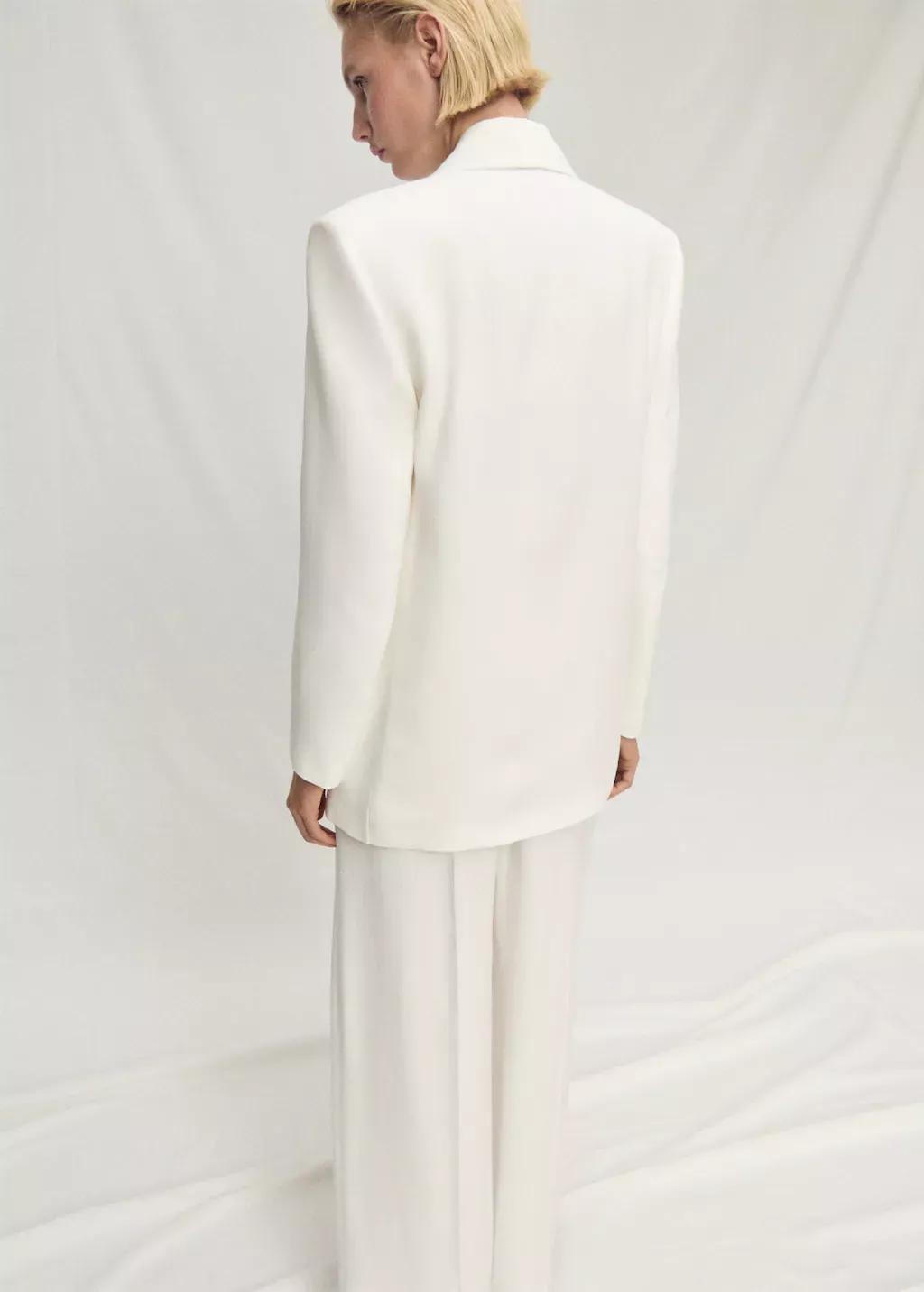 NATURAL WHITE Double-breasted lyocell suit jacket, , large image number 5
