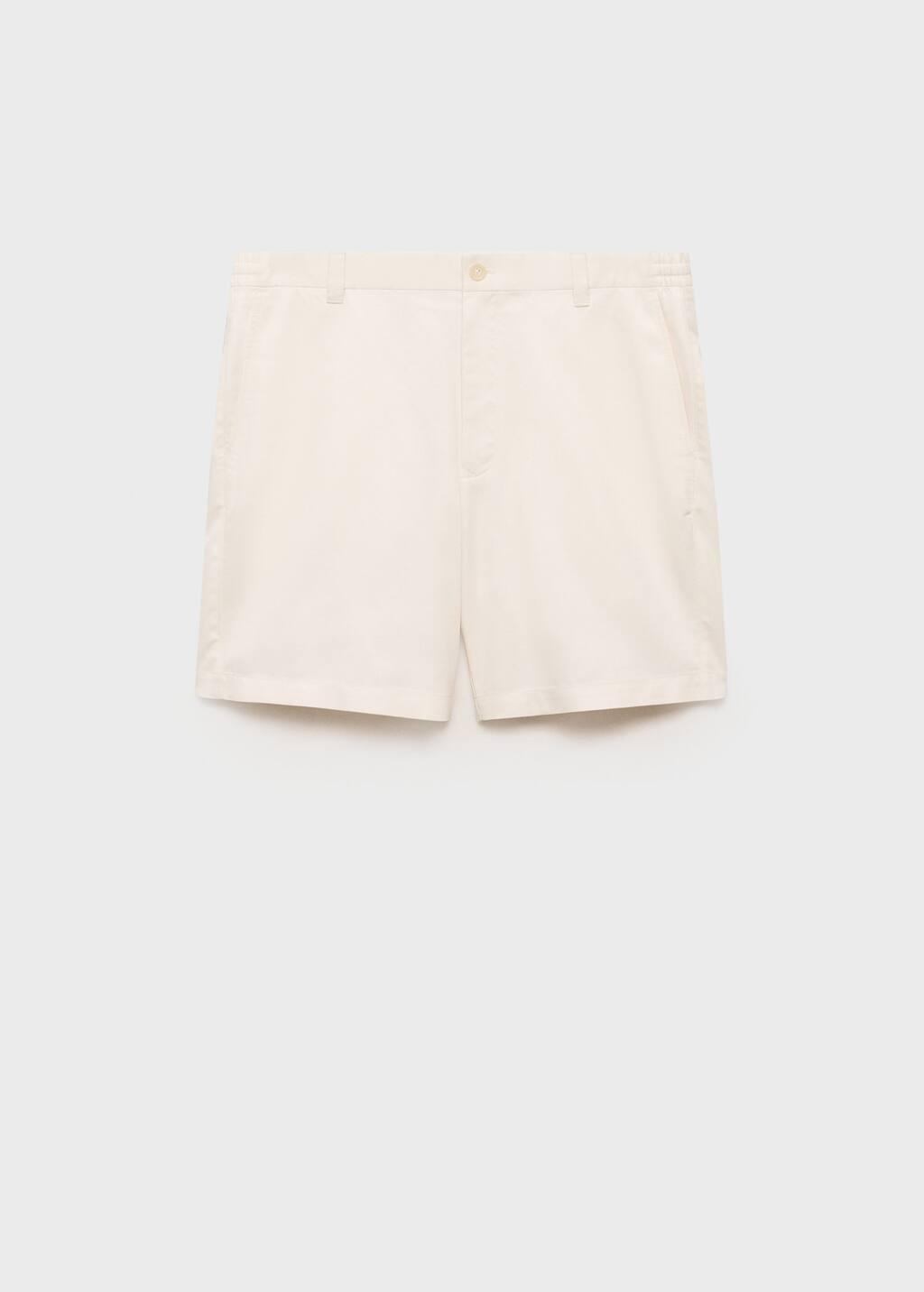 Beige Slim-Fit Fluid Bermuda Shorts, , large image number 3