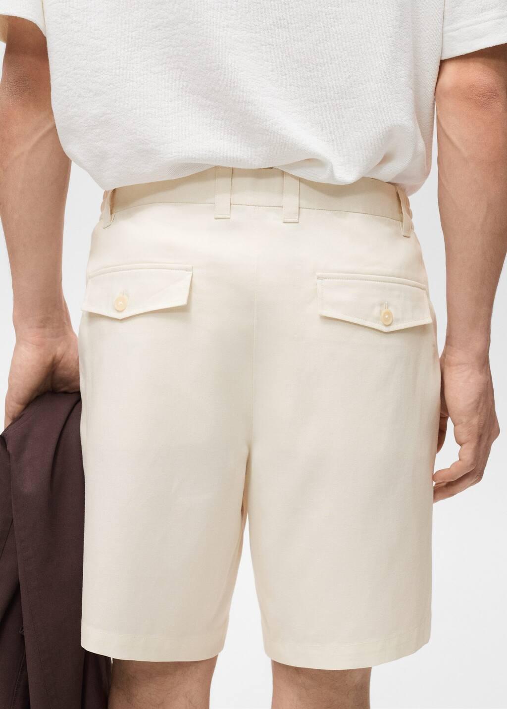 Beige Slim-Fit Fluid Bermuda Shorts, , large image number 4