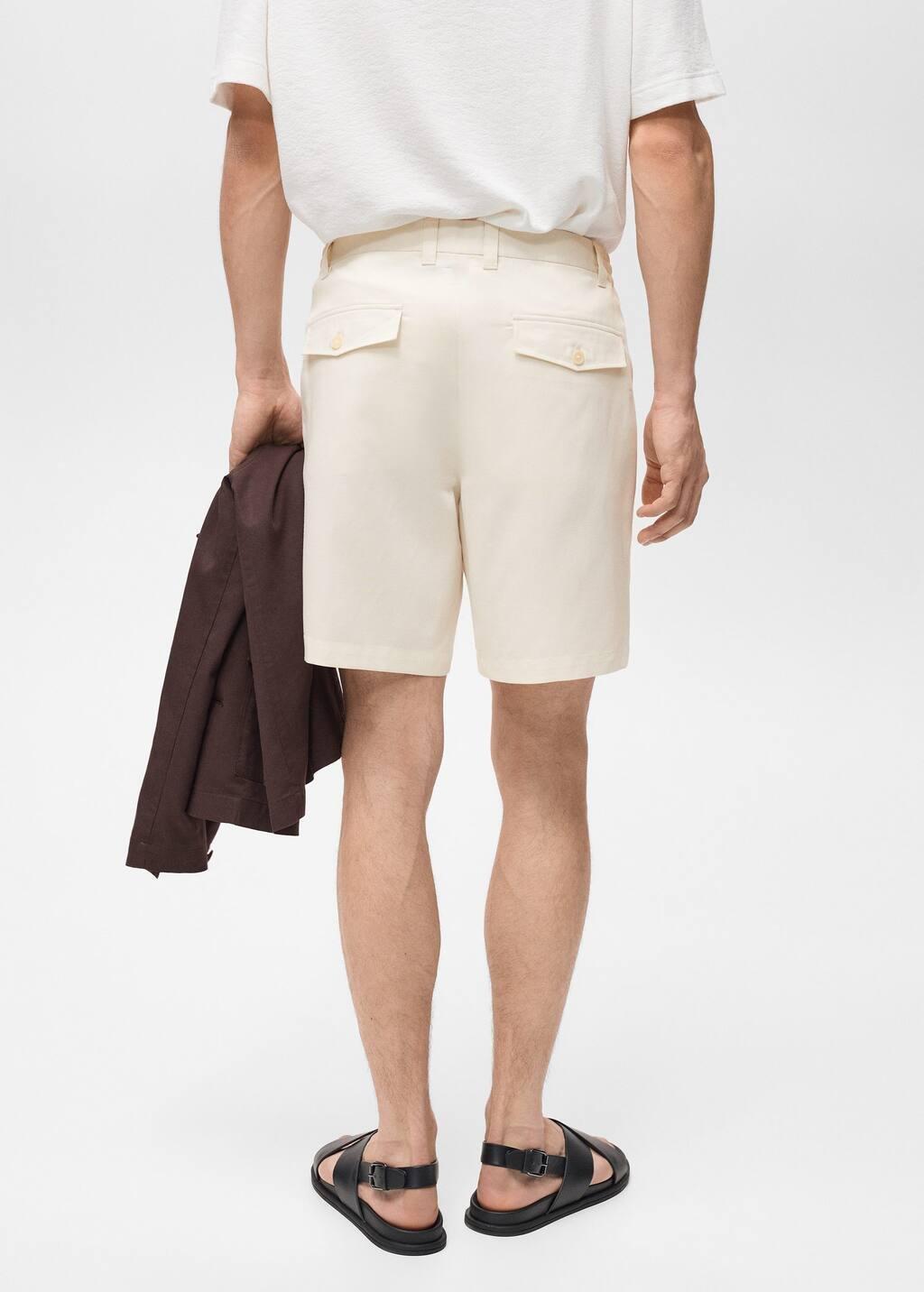 Beige Slim-Fit Fluid Bermuda Shorts, , large image number 6