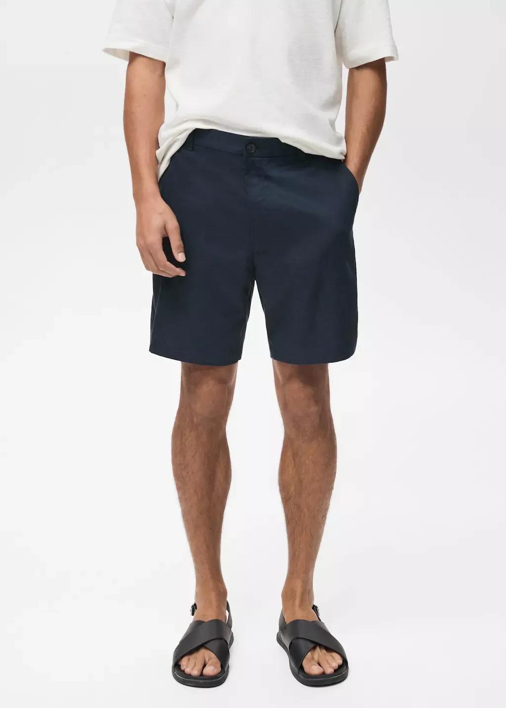 NAVY Slim-fit fluid bermuda shorts, , large image number 0