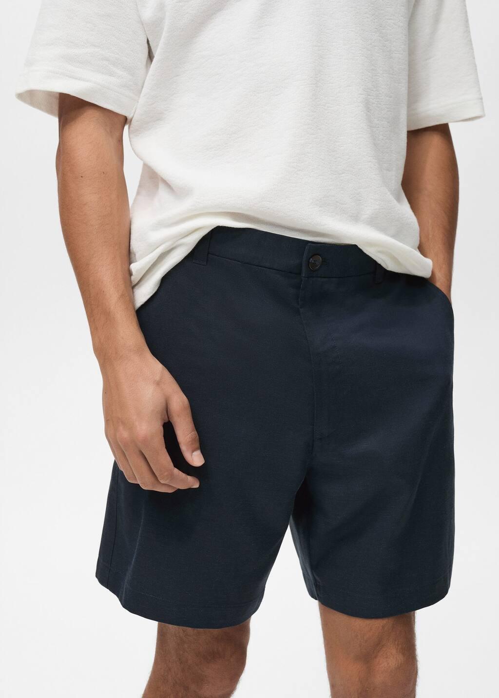 NAVY Slim-fit fluid bermuda shorts, , large image number 1