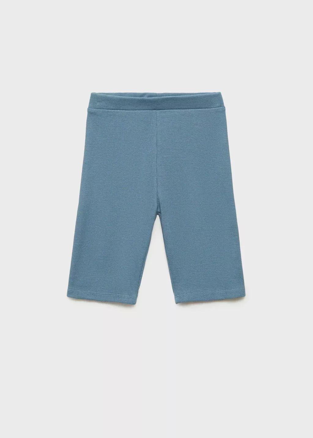 Blue Ribbed Short Leggings, Kids Girl, , large image number 0