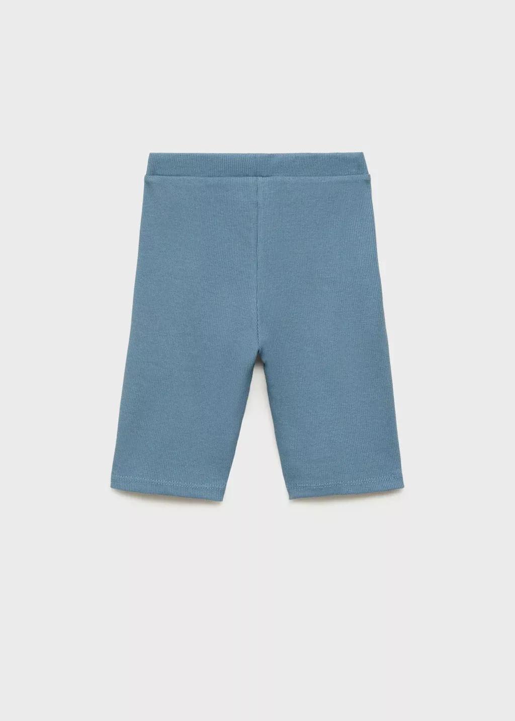 Blue Ribbed Short Leggings, Kids Girl, , large image number 1