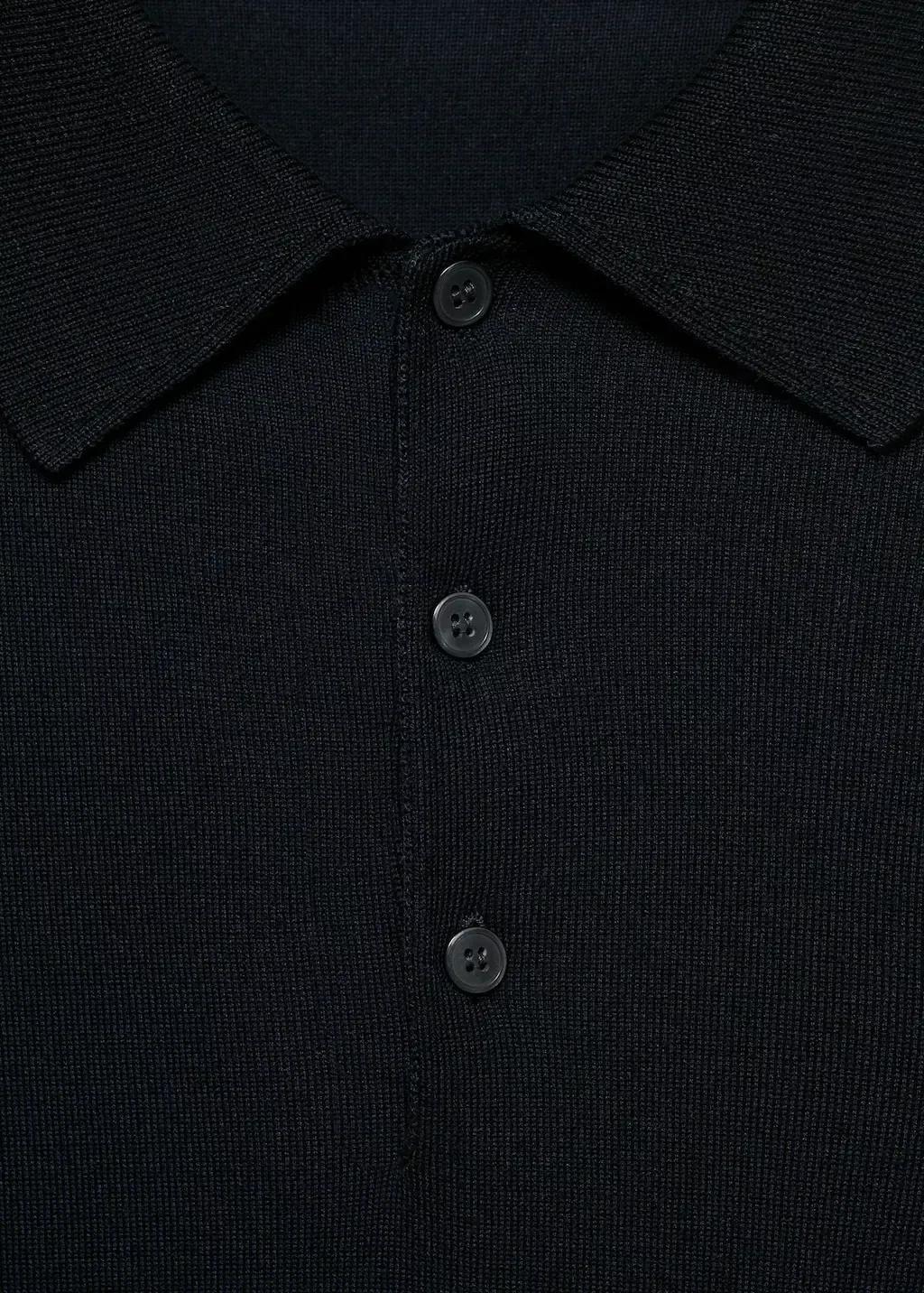 Navy Fine-Knit Lyocell Polo Shirt, , large image number 4