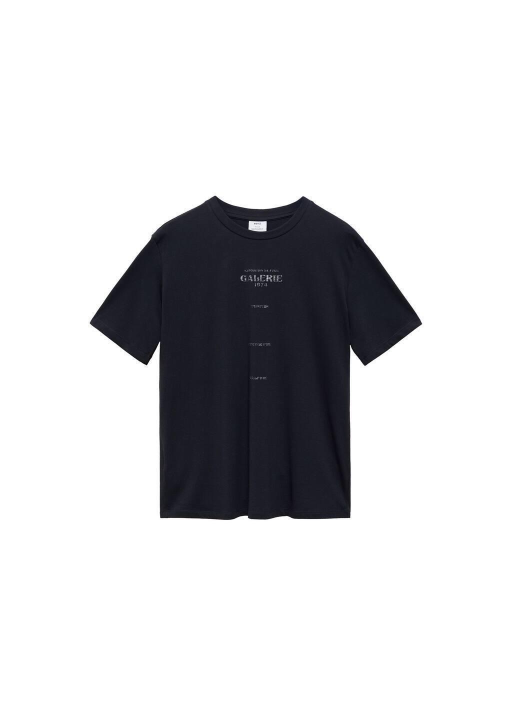 Navy Short-Sleeved Printed T-Shirt, , large image number 2