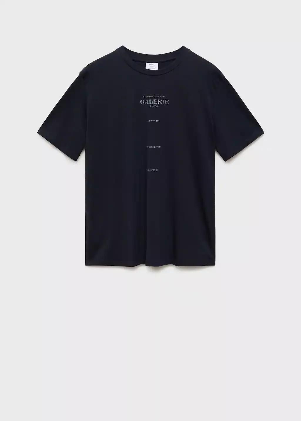 Navy Short-Sleeved Printed T-Shirt, , large image number 4