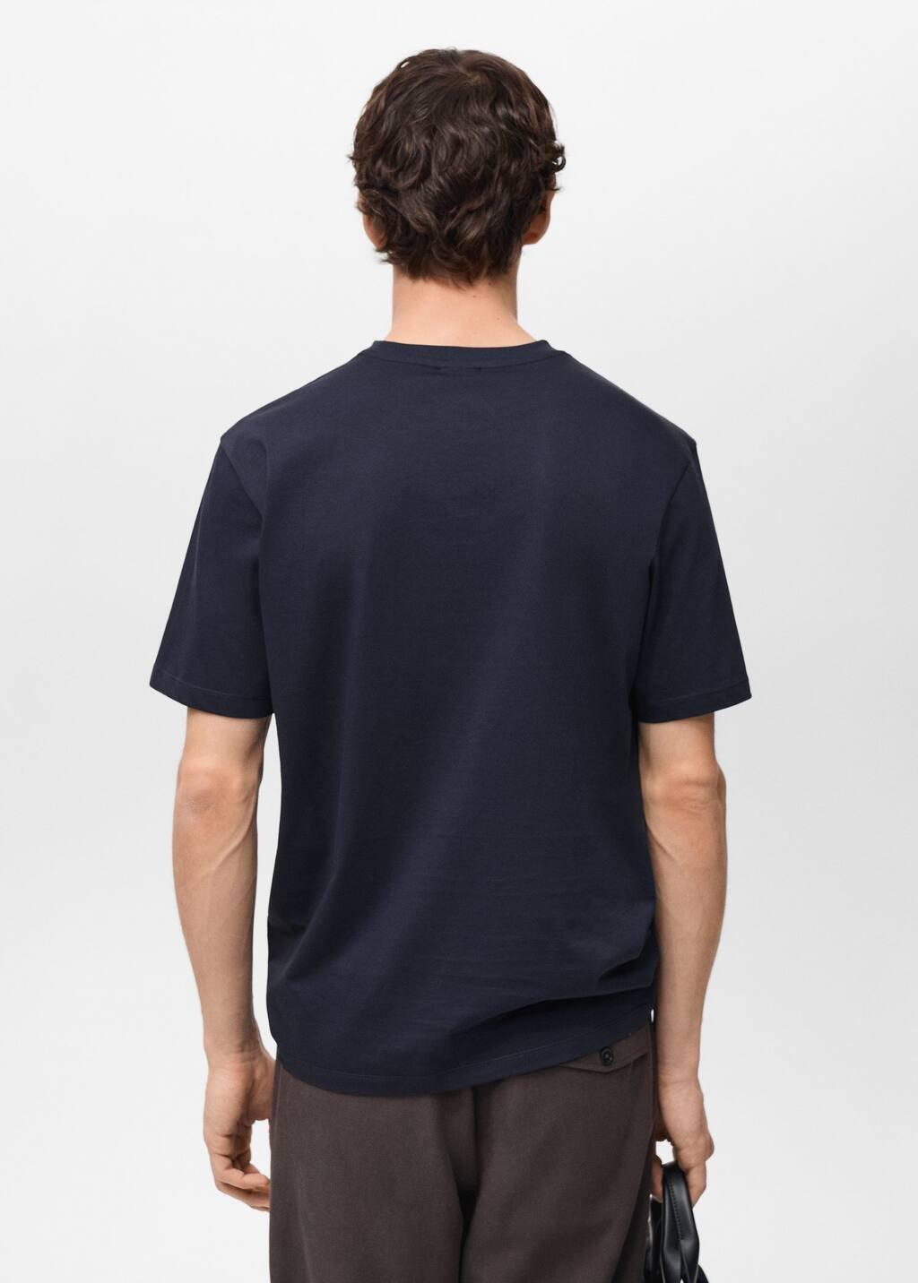 Navy Short-Sleeved Printed T-Shirt, , large image number 6