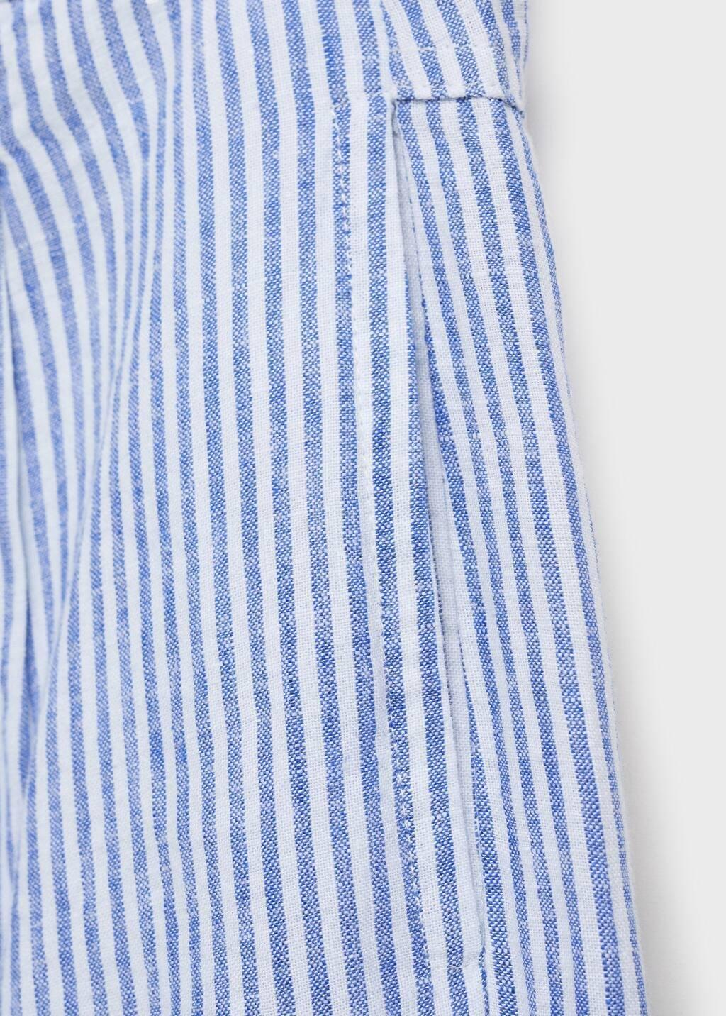 Blue Striped Linen-Blend Trousers, , large image number 5