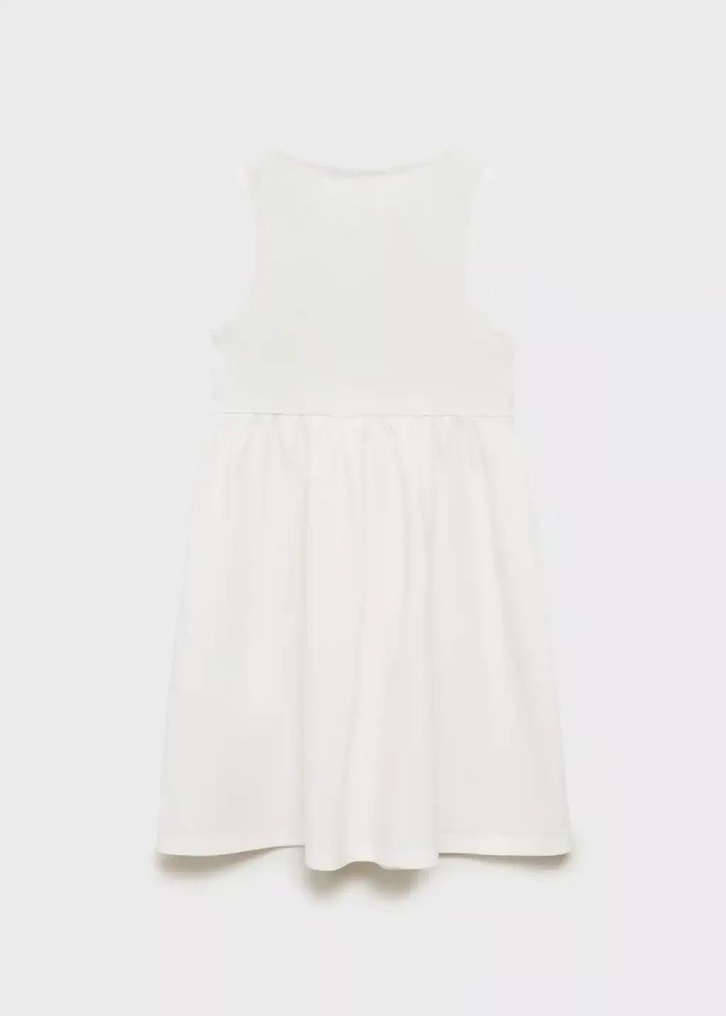 White Embroidered Wrap Dress, Kids Girl, , large image number 0