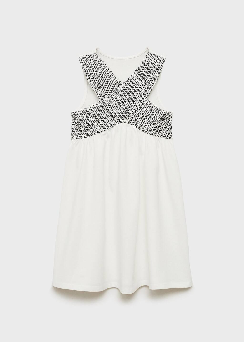 White Embroidered Wrap Dress, Kids Girl, , large image number 1