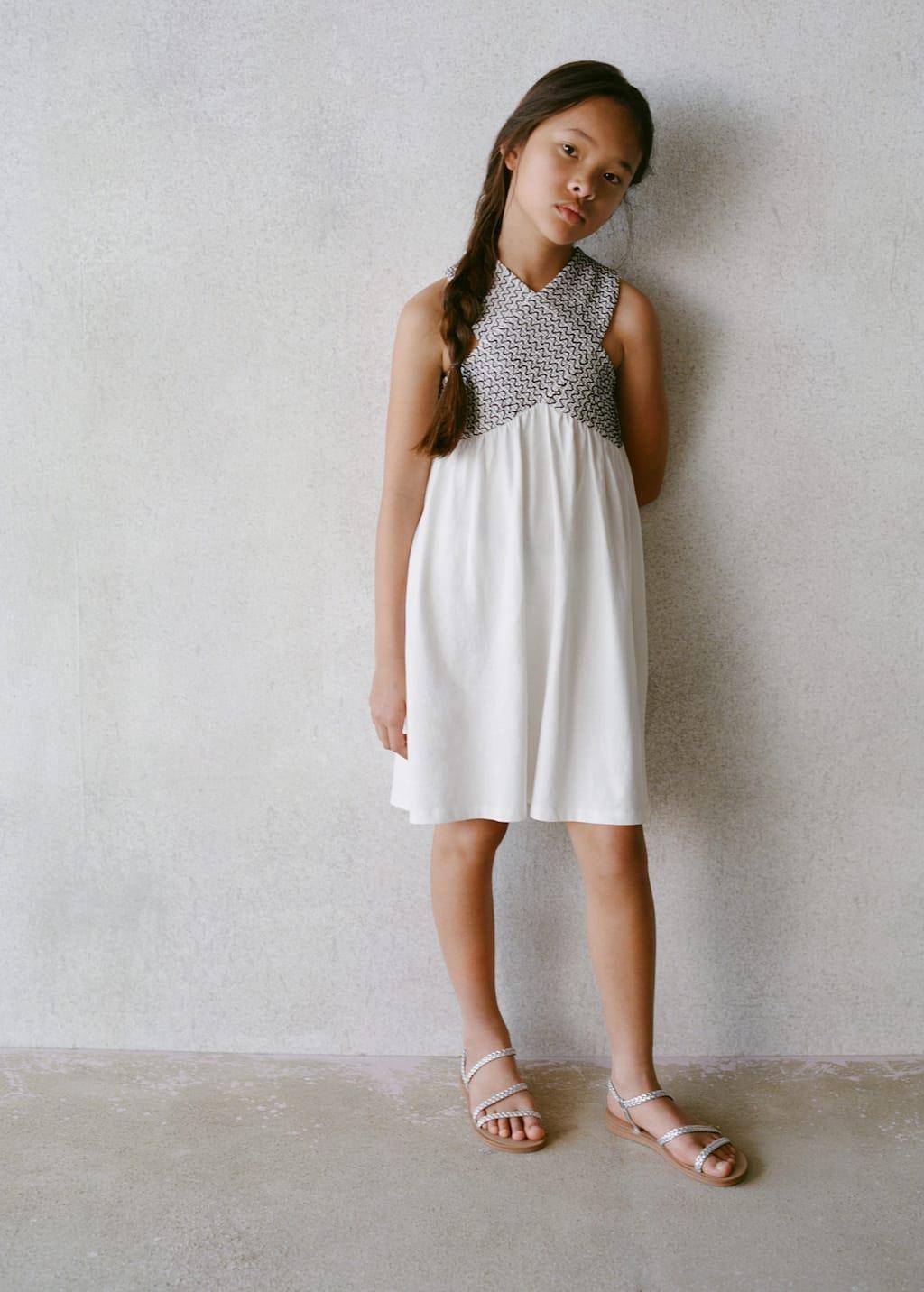White Embroidered Wrap Dress, Kids Girl, , large image number 3