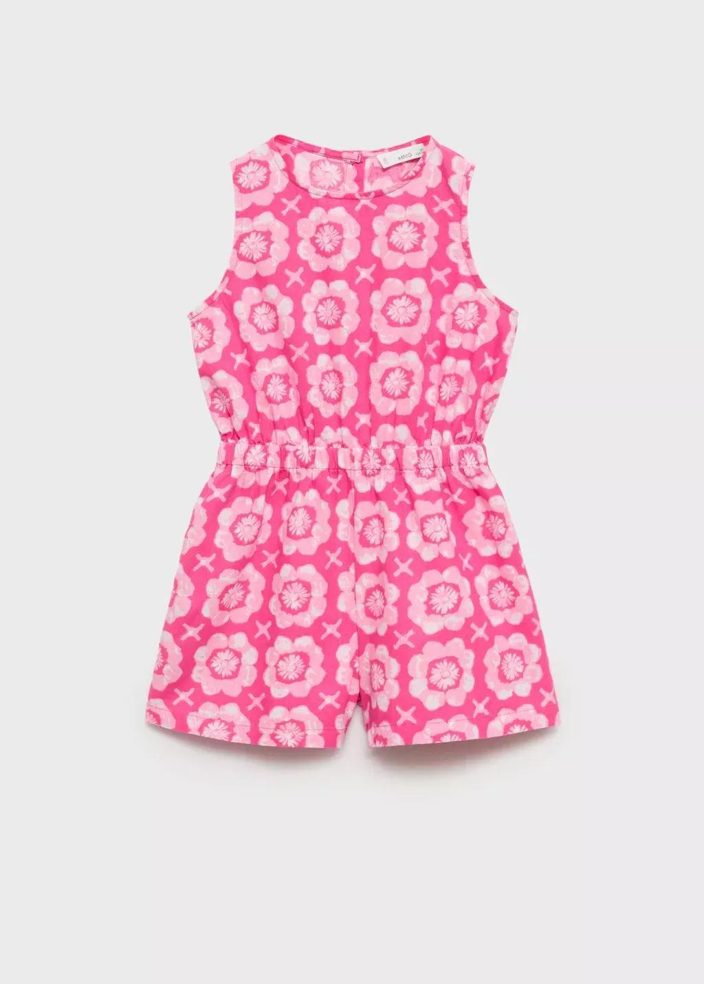 PINK Linen-blend printed jumpsuit, Kids Girl, , large image number 0