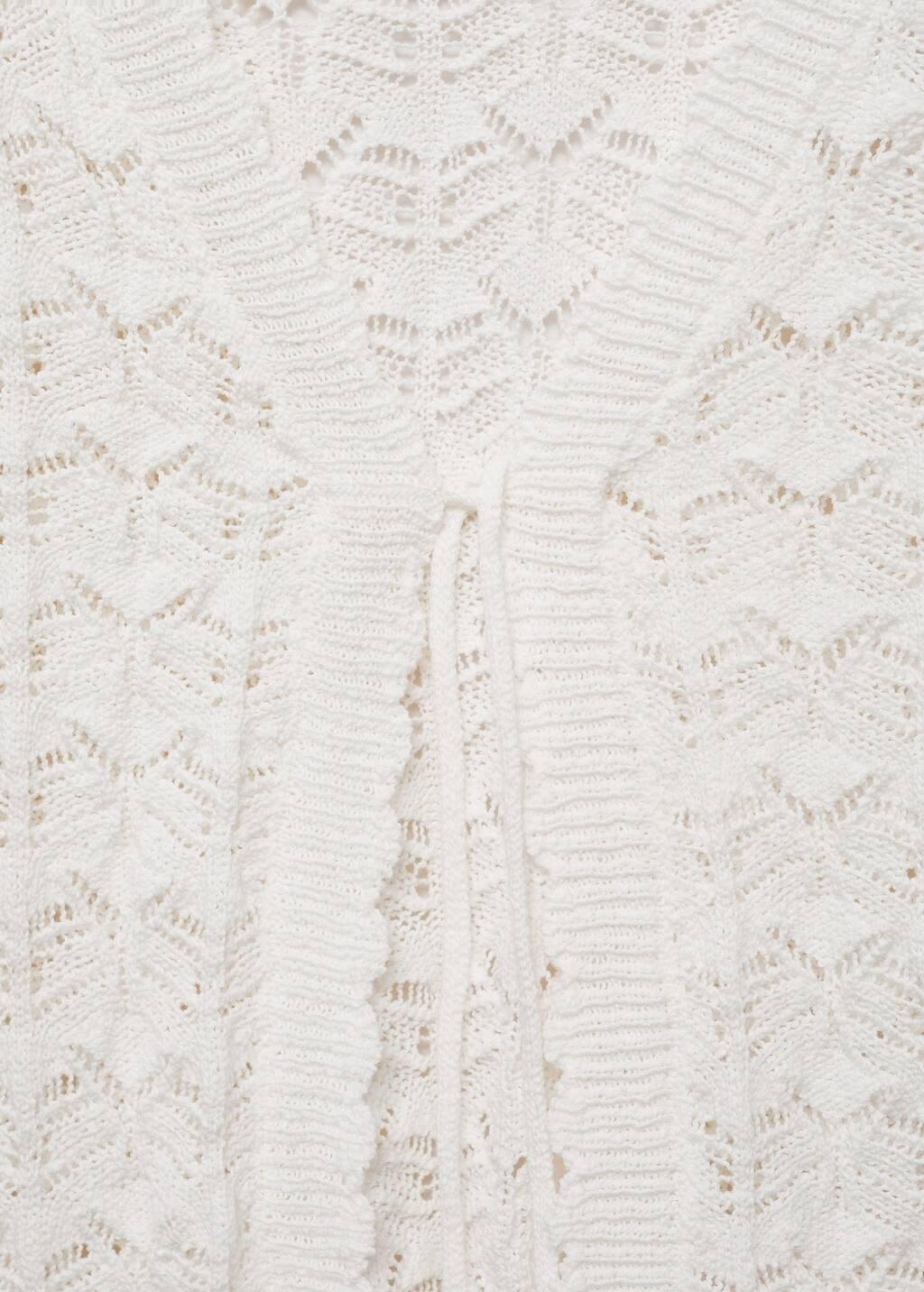 White Crochet Cardigan With Bow Closure, , large image number 4