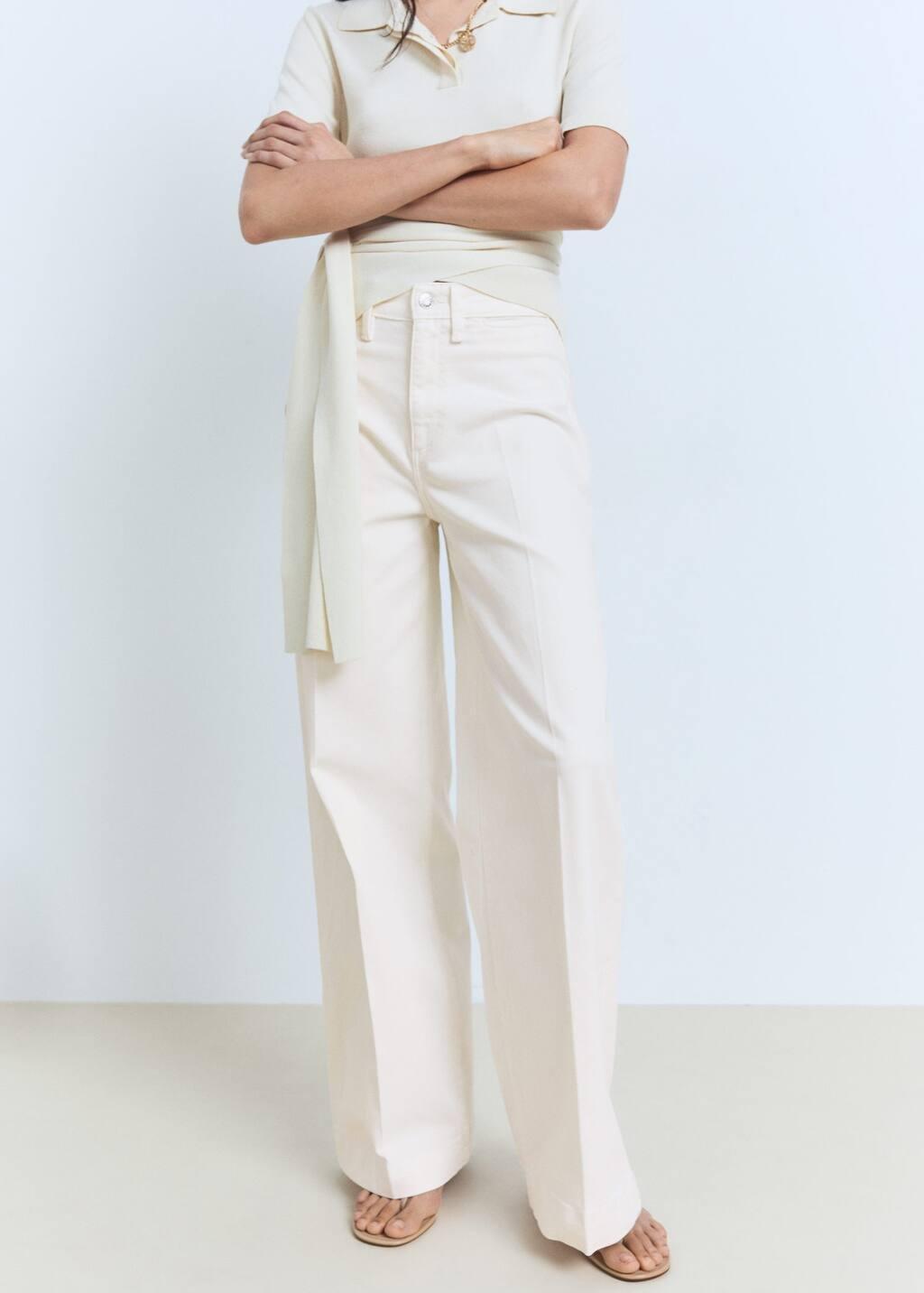 WHITE High-rise wideleg jeans, , large image number 0