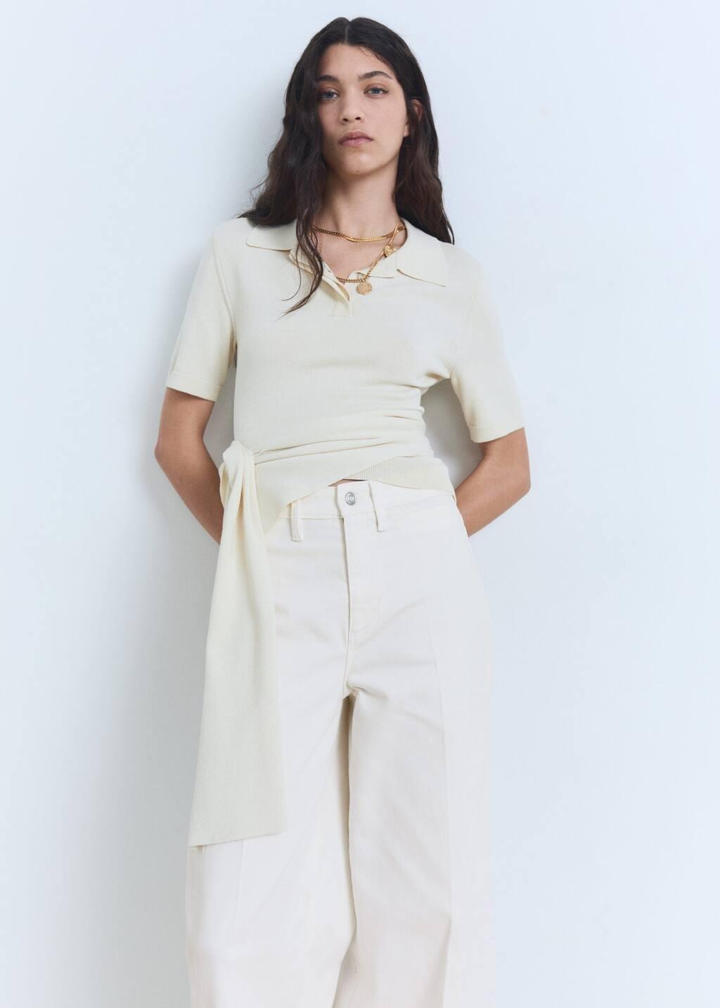 WHITE High-rise wideleg jeans, , large image number 1