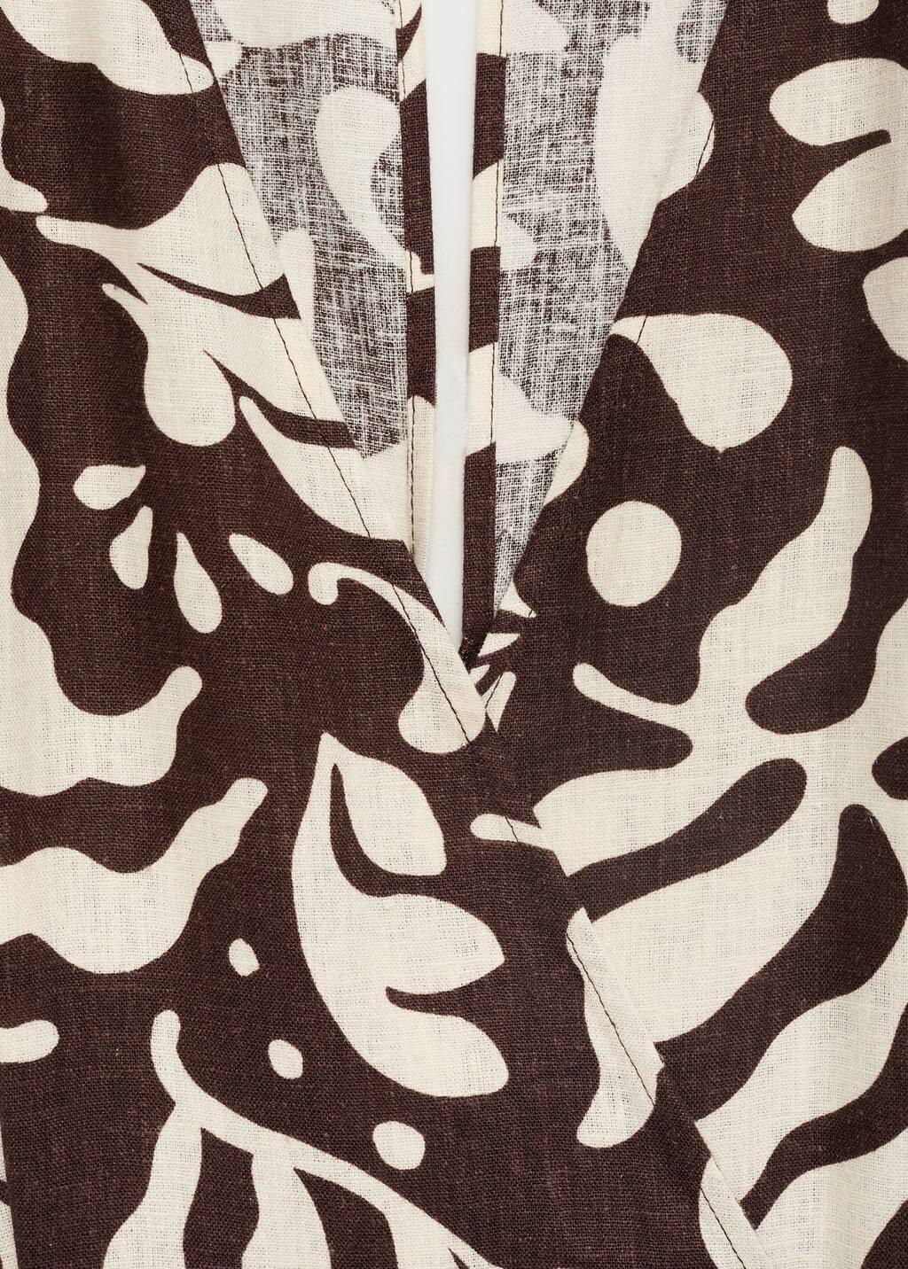Brown Printed Linen Jumpsuit With Belt, , large image number 2