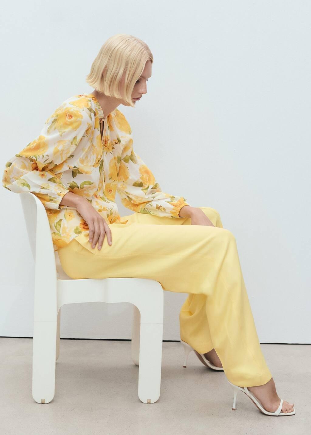 YELLOW Floral cotton blouse, , large image number 2