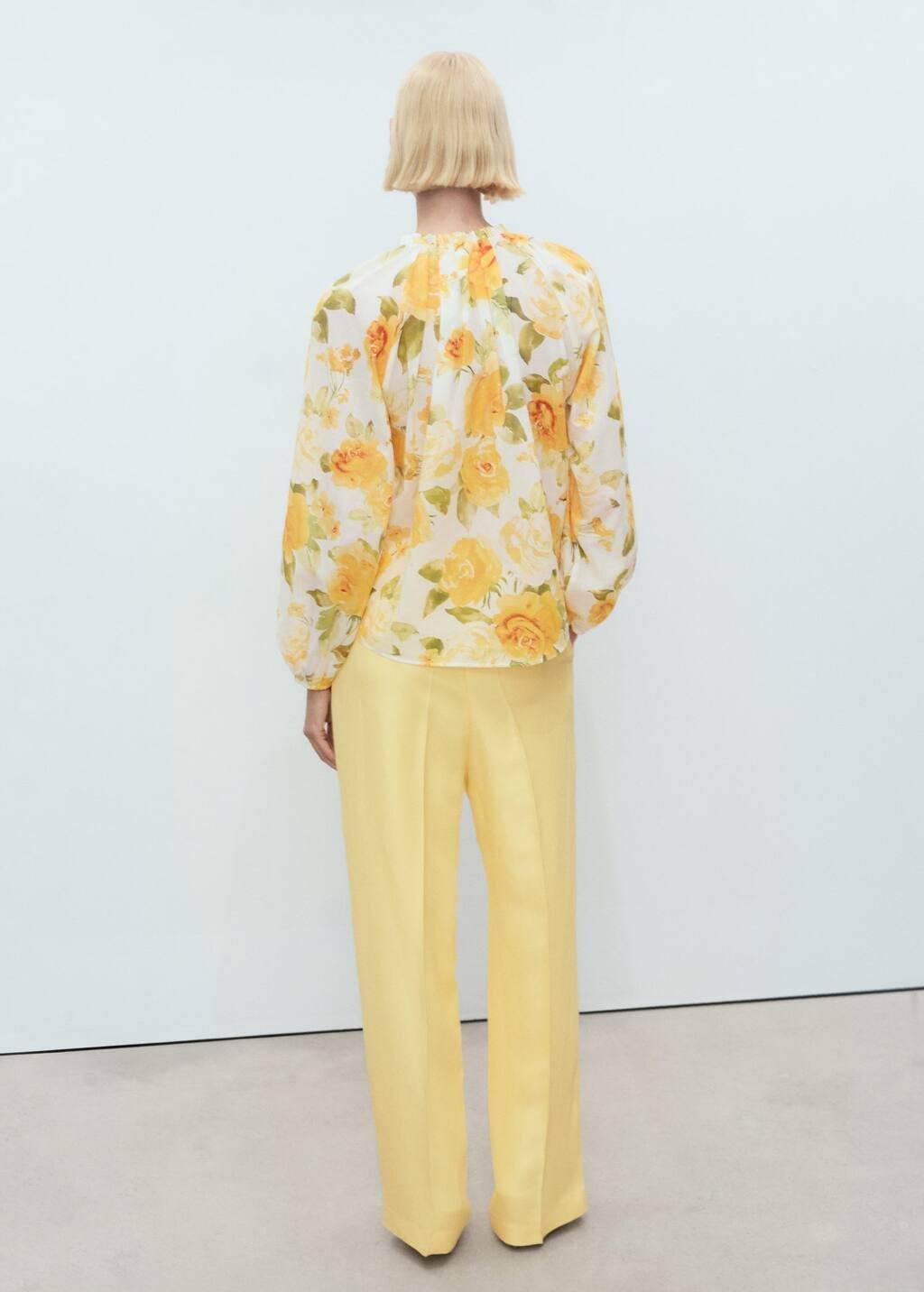 YELLOW Floral cotton blouse, , large image number 6